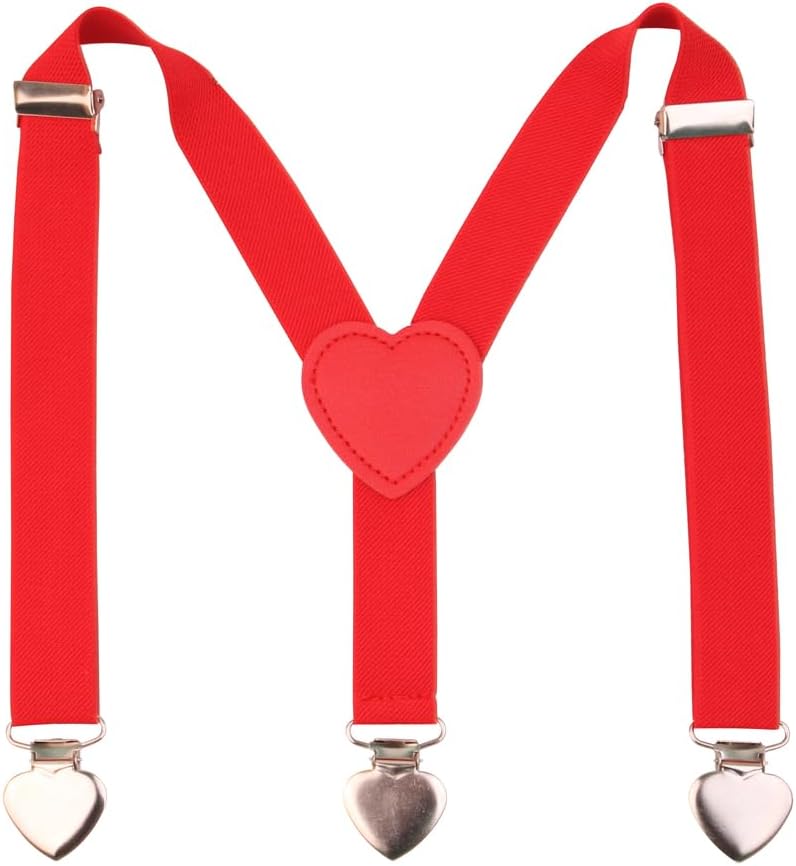 Child Kids Suspenders for Boys and Girls Adjustable Elastic Peach Heart Suspenders